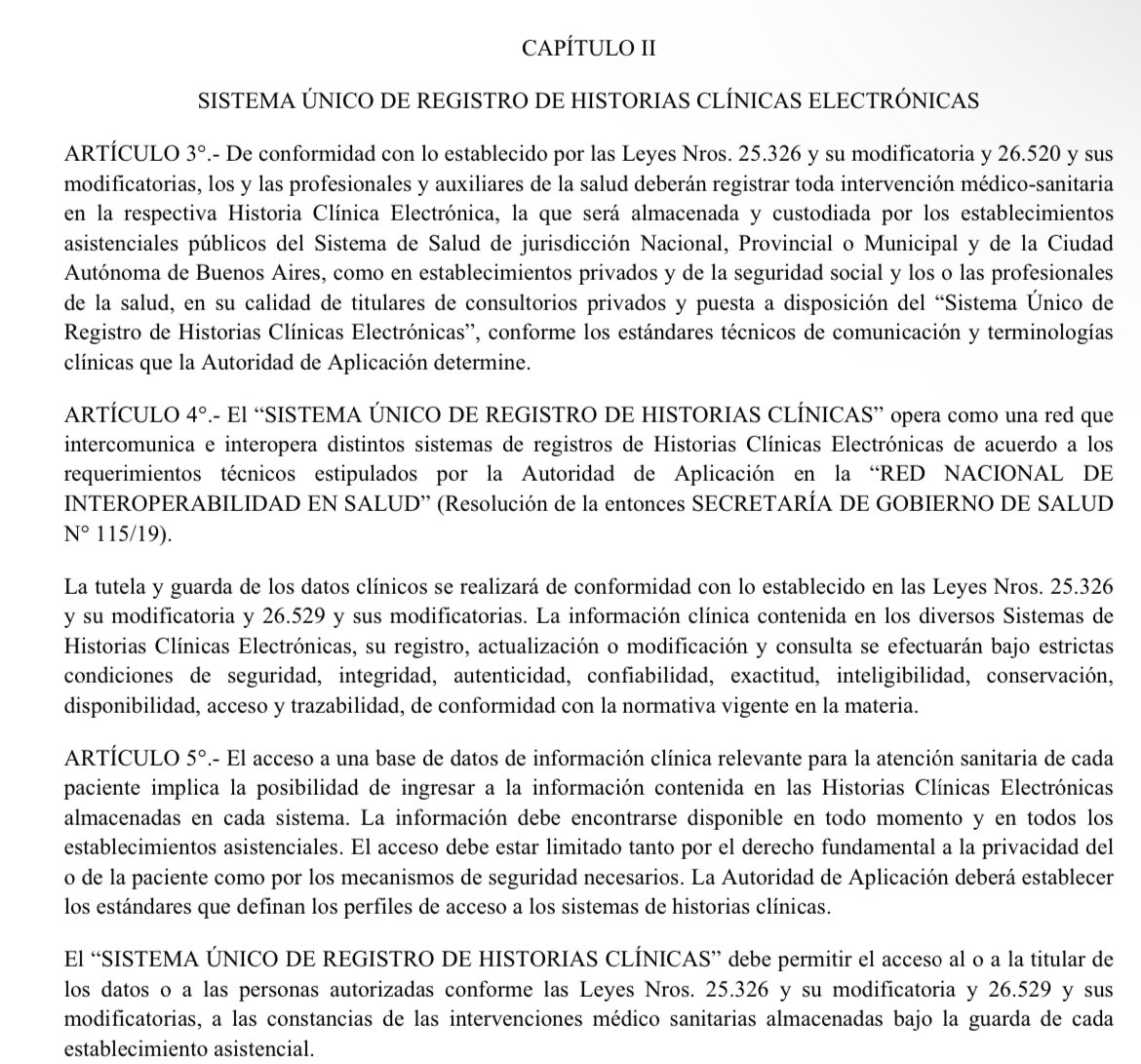 maxifirtman's tweet photo. ❤‍🩹Publicaron la reglamentación de la futura Historia Clínica Digital.

🧩Se desarrollará un software centralizado open source a cargo del Ministerio de Salud
🏥Todos los hospitales, clínicas y profesionales médicos que atiendan de forma independiente deberán conectarse para ver la historia y/o actualizar CADA atención que se le haga al paciente. 
⚠️Hospitales, clínicas y profesionales serán responsables de la custodia, la privacidad e integridad de los datos transmitidos y almacenados.
🚫No hay detalles técnicos todavía de la base de datos o cómo sería la integración, ni los estándares de seguridad a cumplir más que sarasa de que será hiper seguro
💘 Los pacientes tendremos forma de acceder a nuestra historia clínica

Leer anexo 1 presentado acá https://t.co/MozyW244xw