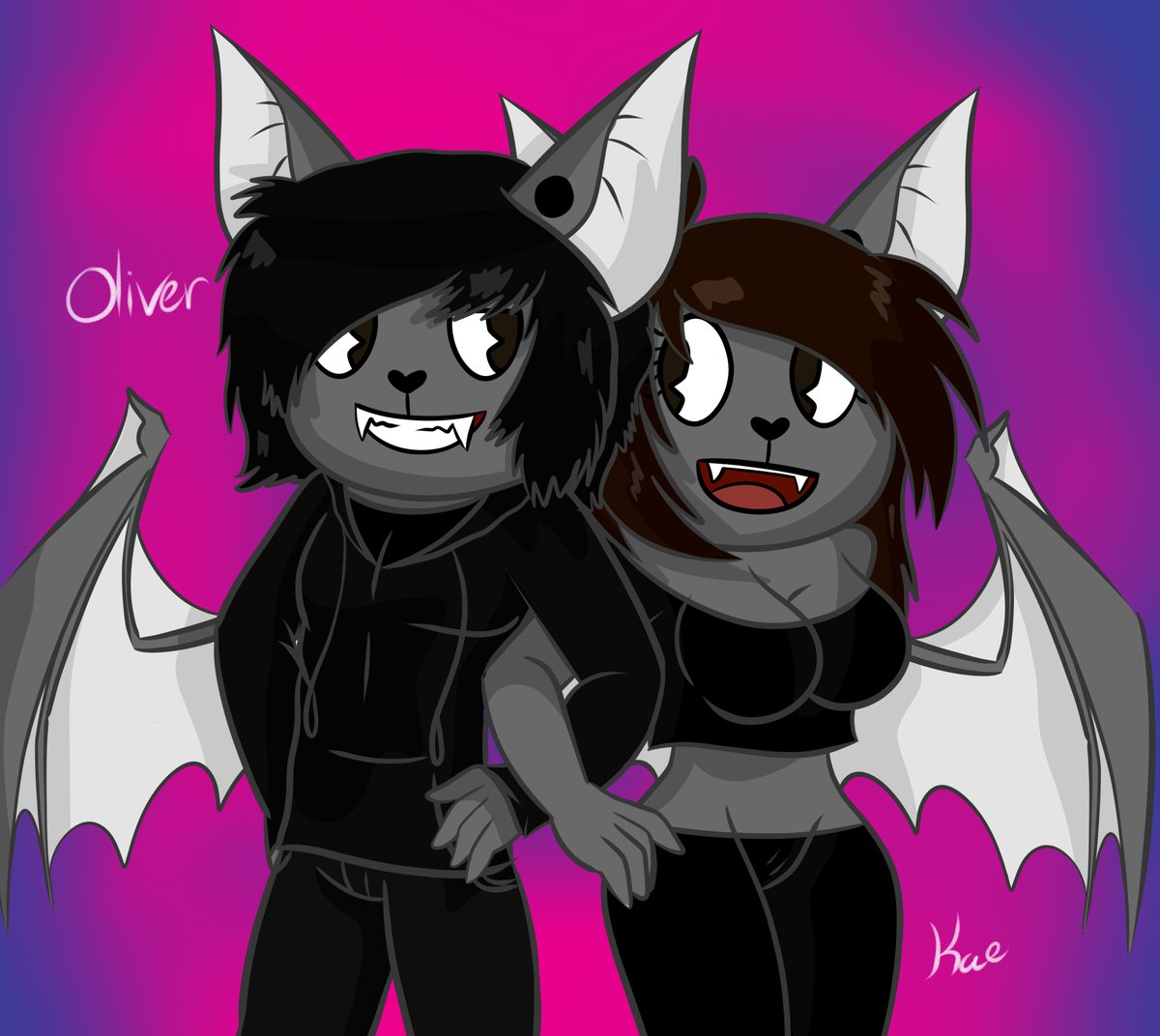 A picture I did a few months back, guy me and female me c:
#htf #happy_tree_friends #emo #metalhead #vampirebat