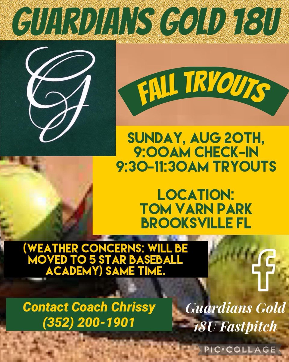 Guardians18u's tweet photo. We are in need of Outfielders and would like to add 1 more pitcher to our staff. All positions considered. Non-parent head coach/10 year college coach. Our organization has provided college opportunities to more than 120 softball players in the past 13 years. Join our family💚🖤 https://t.co/Wl3gAucfB5