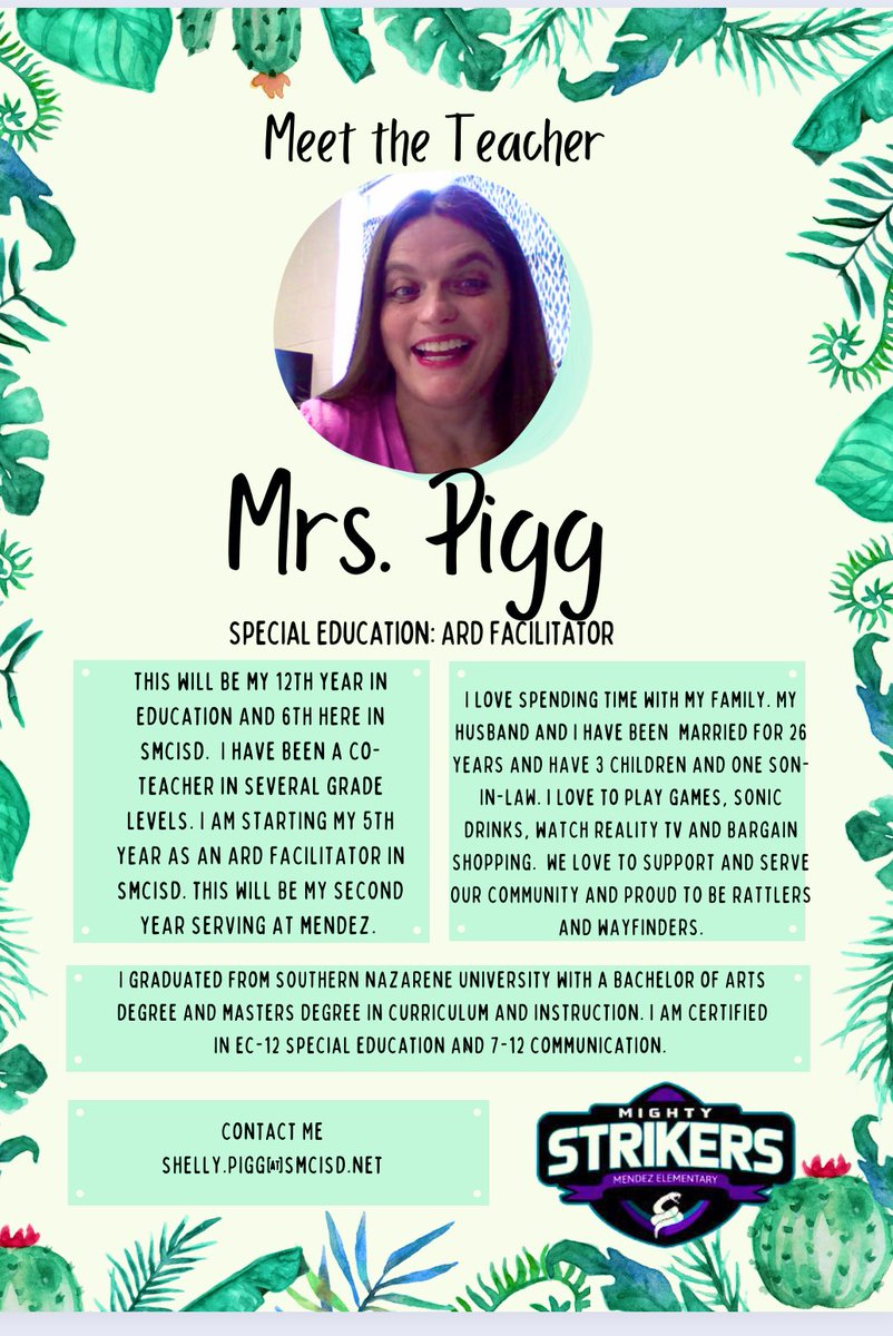 MendezKids1st's tweet photo. We couldn’t be happier to have Mrs. Pigg back at Mendez as our ARD facilitator. She will continue to run all of our Strikers ARD meetings. Her passion to keep families at the forefront of the work is something we all learn from. She is kind, caring, and a helper at heart. ❤️ https://t.co/vlEYpt1I67