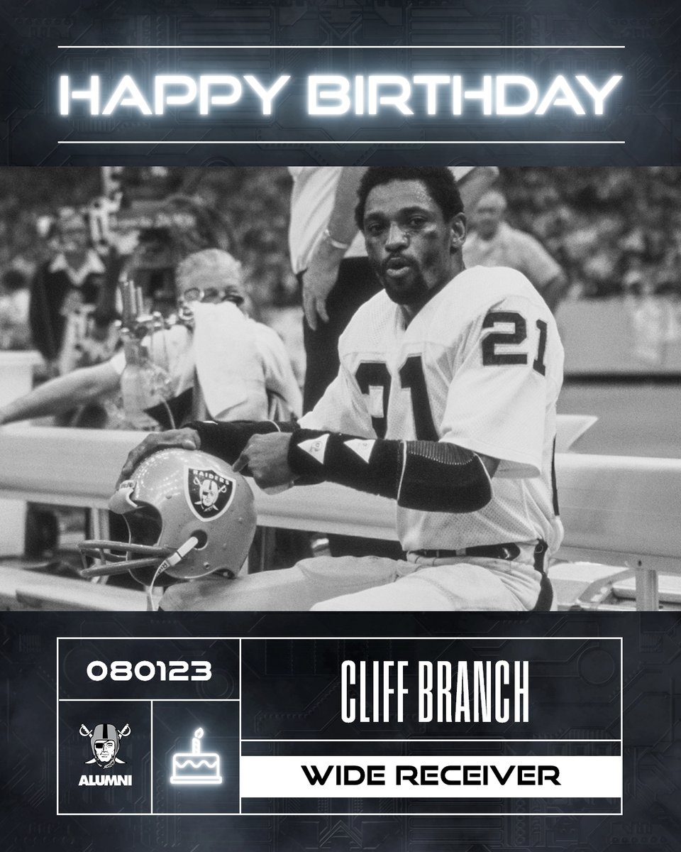 Raiders's tweet photo. Happy Birthday to the great Cliff Branch. https://t.co/8X26TgM90N