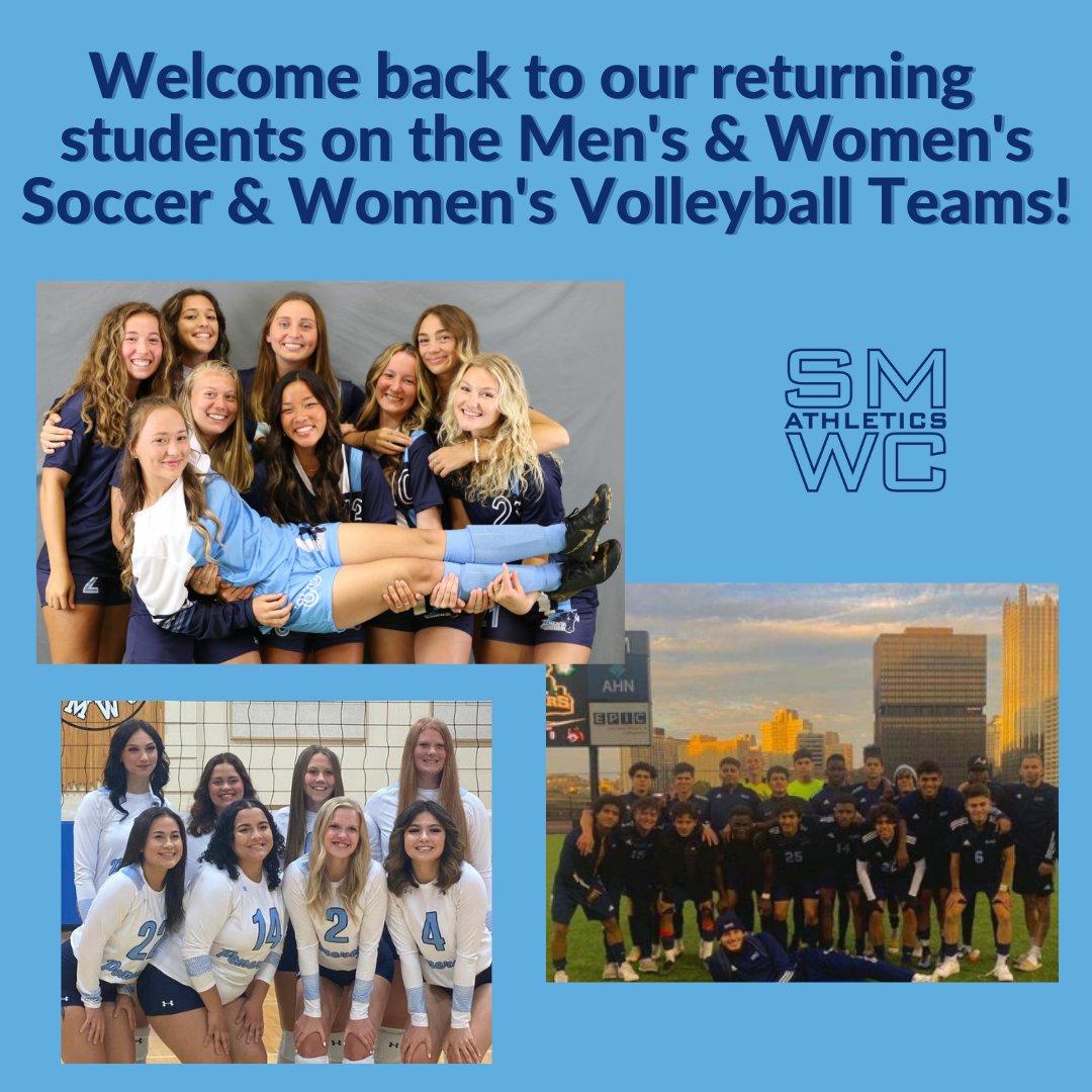 smwc_admission's tweet photo. Today we welcome back returning students on the Men's &amp; Women's Soccer Teams &amp; Women's Volleyball Team!! Welcome Home!! 

@smwc @SMWCAthletics @SMWCvball https://t.co/E6QlKfbhj6