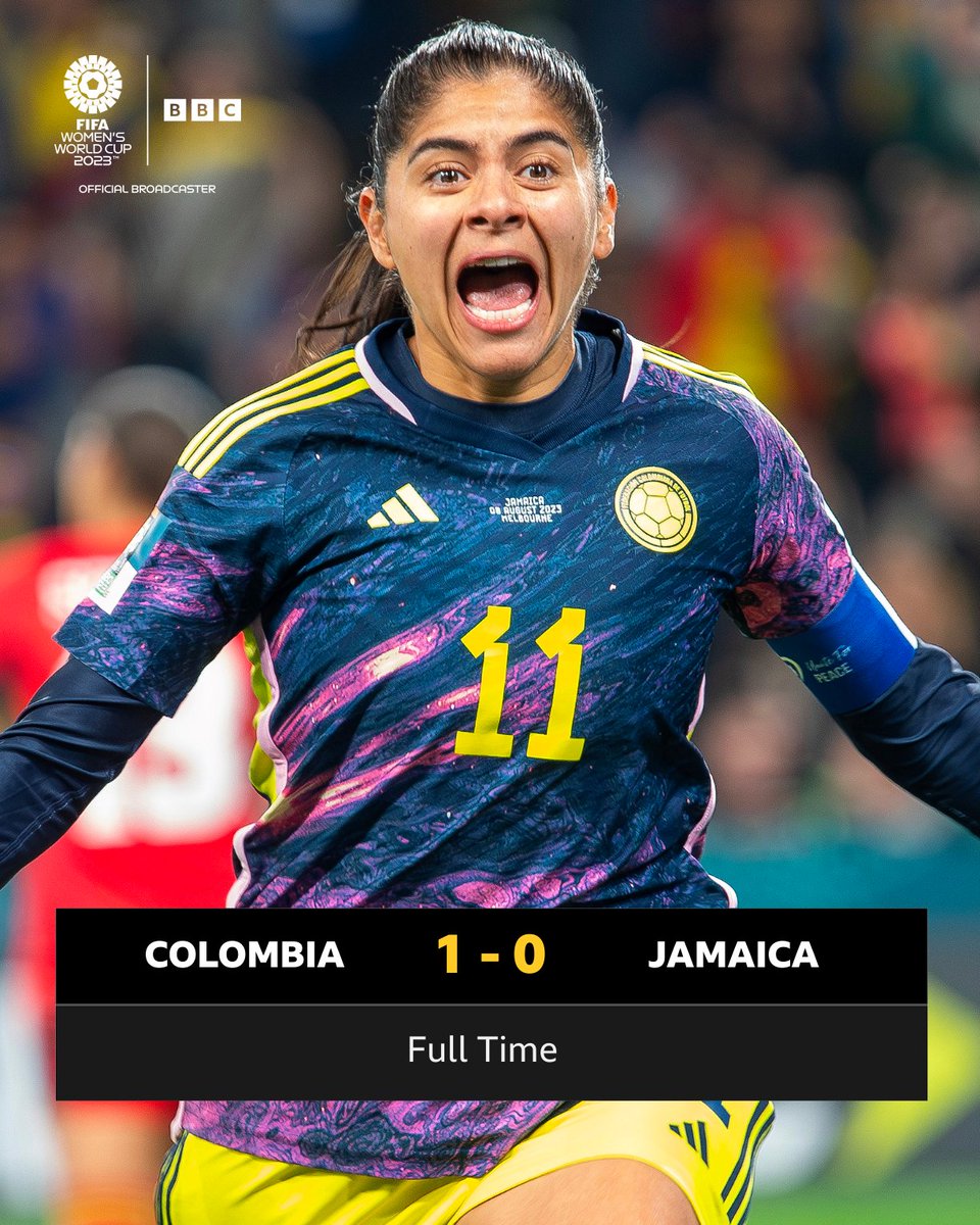 BBCSport's tweet photo. Colombia make history 🇨🇴✨

They reach the World Cup quarter-finals for the first time! 🙌🤩

Next up, England 👀🏴󠁧󠁢󠁥󠁮󠁧󠁿

#FIFAWWC #COL #JAM https://t.co/qF3ubBDpIS