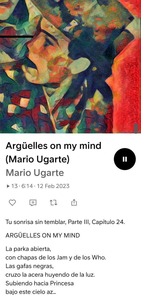«Argüelles on my mind».

Así se titula otra de mis canciones que cita @viccolden en #TuSonrisaSinTemblar (<a href="/PreTextosLibros/">Pre-Textos</a>).

Una de mis favoritas:

soundcloud.com/user-784600889…

#LecheDePantera #Chapandaz #Princesa #Argüelles #Madrid #RockOla #NachaPop #TheWho #TheJam #Rockers #Mods