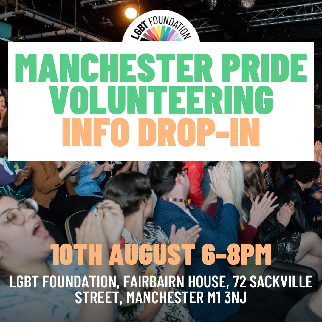 LGBTfdn's tweet image. Pop into our centre tomorrow evening to chat with us about our volunteering roles at Manchester Pride 🎉🏳️‍🌈

We’ve got SIX brand new roles that we can't wait to tell you about!

Sign up here to find out more 👉 buff.ly/47bIcsx