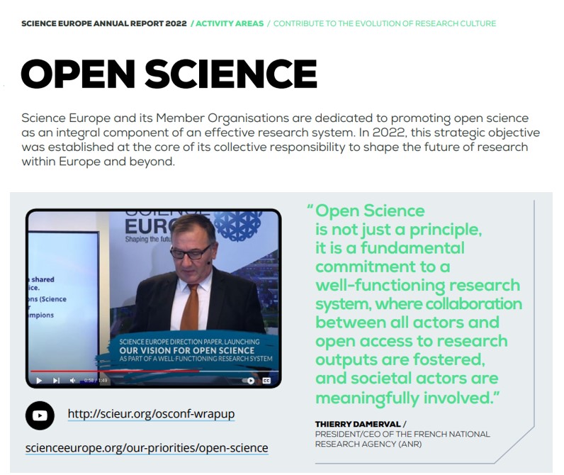 #OpenScience is not just a principle, it is a fundamental commitment to a well-functioning research system, where collaboration between all actors &amp; open access to research outputs are fostered. Thierry Damerval

Annual Report: scienceeurope.org/news/2022-annu…