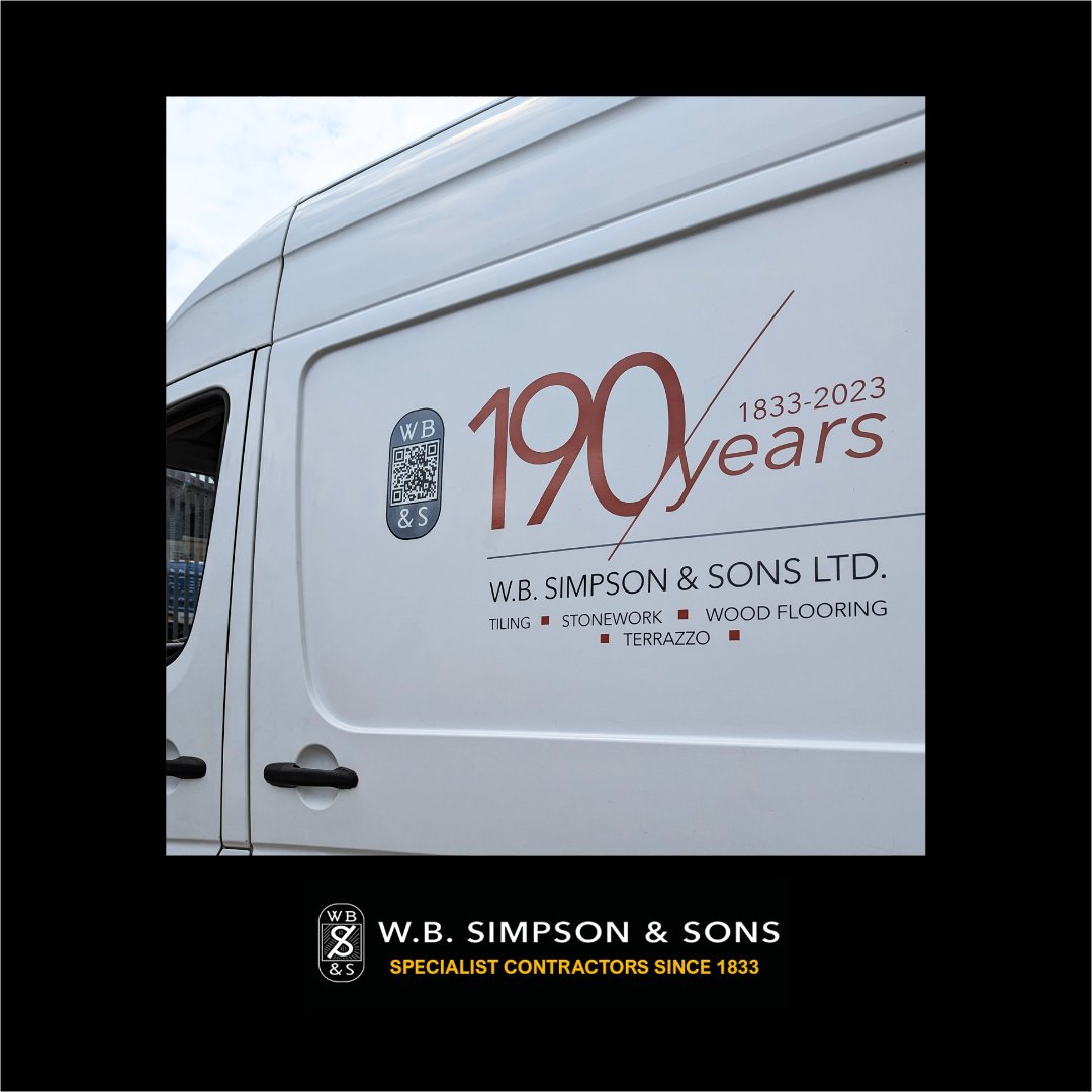 As the longest serving tiling contractor in the UK, we are proud to celebrate our milestone 190th year by rebranding the company van.

Look out for it out and about between our warehouse and sites in and around London.

You can scan our QR code to go to our website!