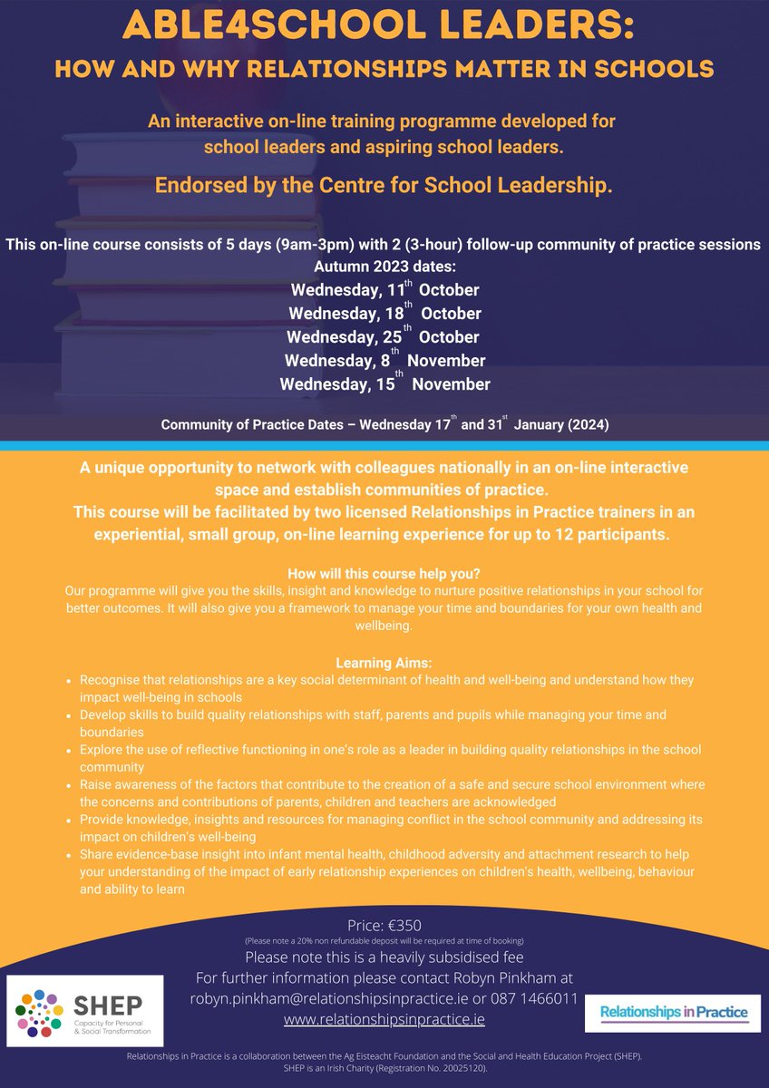 We are now enrolling for our #CSL endorsed #ABLE4School Leaders course! School #principals and aspiring #school_leaders, please join us in this experiential and nurturing online learning experience to deepen your understanding of why #quality_relationships in schools matter.