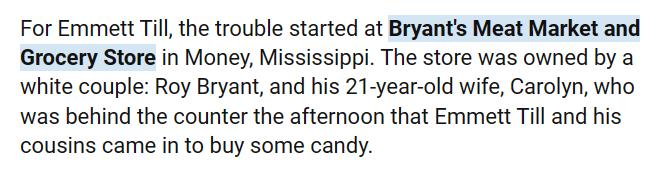 catwoman_1111's tweet photo. Remember Emmitt Till's killers Bryant's owned a store just like rednecks #Boycottvassersminimart #chaseshipman https://t.co/Jp57YxvRMZ