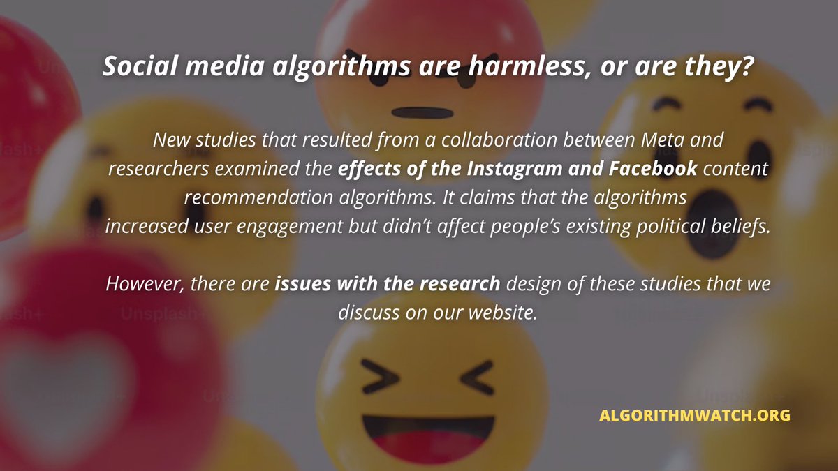 Are social media #algorithms making people more partisan? Research in @ScienceMagazine suggests that @Facebook & @instagram are not causing political polarization - there are limitations in the research design. Our expert @toledobastos on our concerns. ⬇️ algorithmwatch.org/en/are-social-…