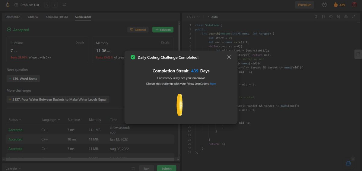ayush_patel_78's tweet image. Day : 439 

Leetcode daily challenge completed.
#100DaysOfCode #365DaysofCode #500DaysOfCode