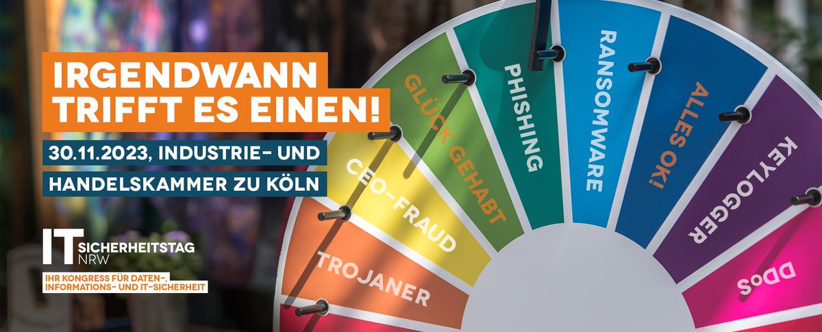 Cyber Security Cluster Bonn e.V. (@cscbonn) on Twitter photo Der IT-Sicherheitstag NRW - erhaltet einen Überblick über die Vielzahl von Angriffsszenarien und Abwehrmöglichkeiten, der Förderung von IT-Sicherheitsmaßnahmen, praxisnahen Tipps und vielem mehr!  lnkd.in/d5yKVJR 
#cybersecurity #cluster #csc #ITSicherheit #Phishing Der IT-Sicherheitstag NRW - erhaltet einen Überblick über die Vielzahl von Angriffsszenarien und Abwehrmöglichkeiten, der Förderung von IT-Sicherheitsmaßnahmen, praxisnahen Tipps und vielem mehr!  lnkd.in/d5yKVJR 
#cybersecurity #cluster #csc #ITSicherheit #Phishing