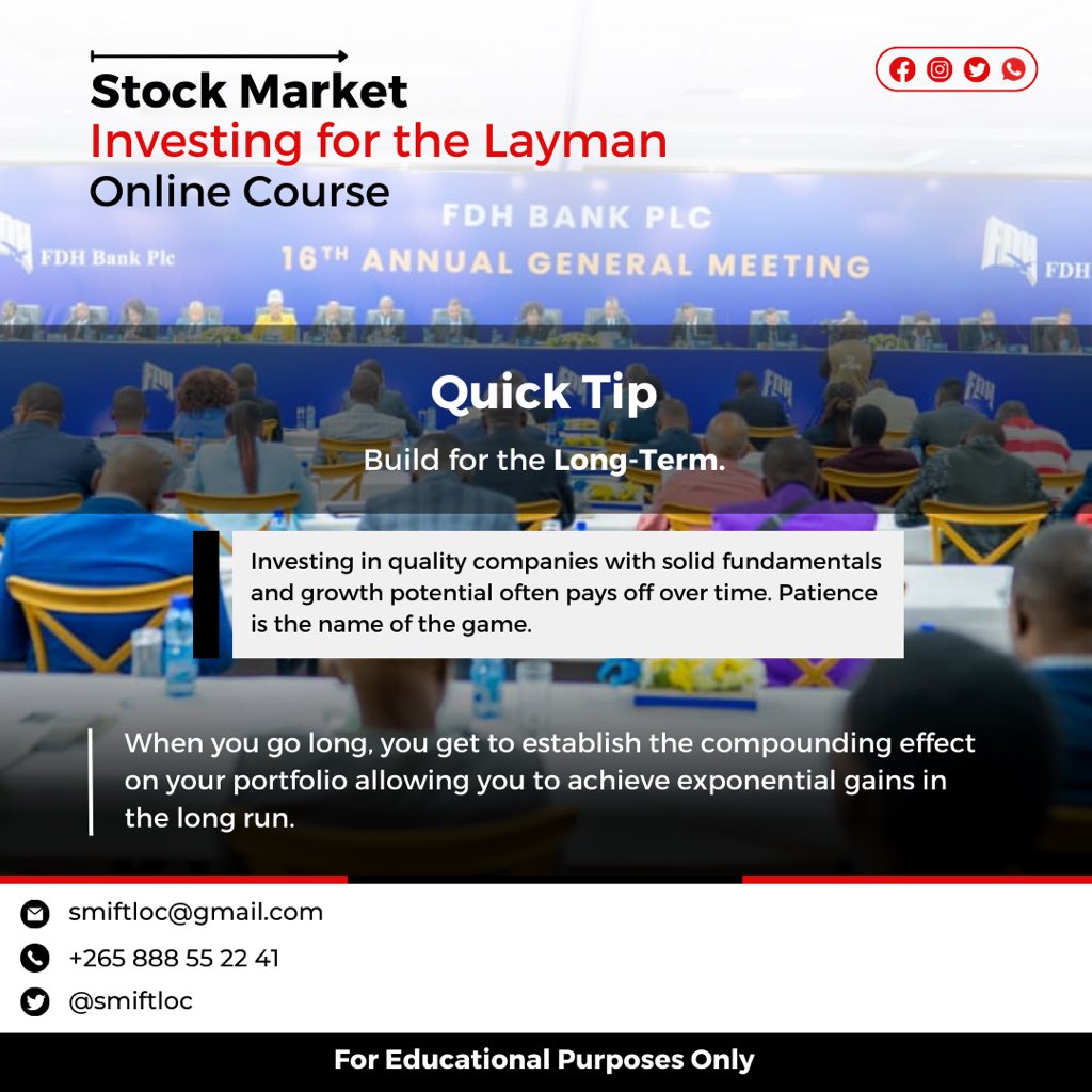 smiftloc's tweet photo. Build for the Long-Term!📈

Investing in quality companies with solid fundamentals and growth potential can pay off over time. Patience is the name of the game when it comes to equities, and as such they may not be a good investment opportunity for short term trades. https://t.co/TmaYDZCw2a