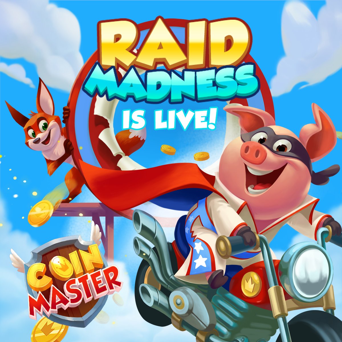CoinMasterGame's tweet image. VROOM! 💨 Ready to RAID?! 🤟 #RETWEET and you could win 1,000 SPINS! 🔥