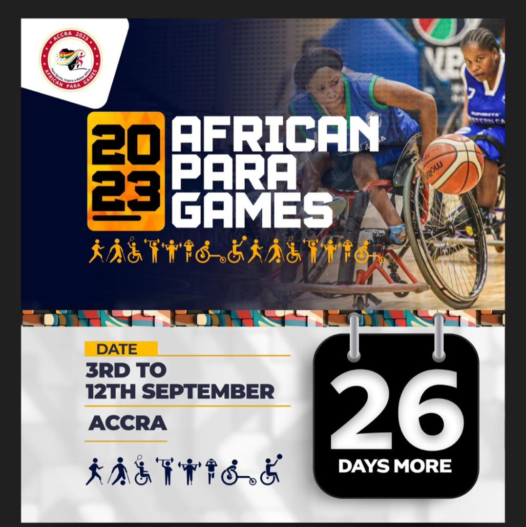 The countdown continues until the #AfricaParaGames, we are going to be united by emotions.
<a href="/mygtvsports/">GTVSports+</a> <a href="/ParalympicGh/">NATIONAL PARALYMPIC COMMITTEE-GH</a> 
<a href="/samson_deen/">Papa Deen</a> <a href="/_AfricanUnion/">African Union</a>