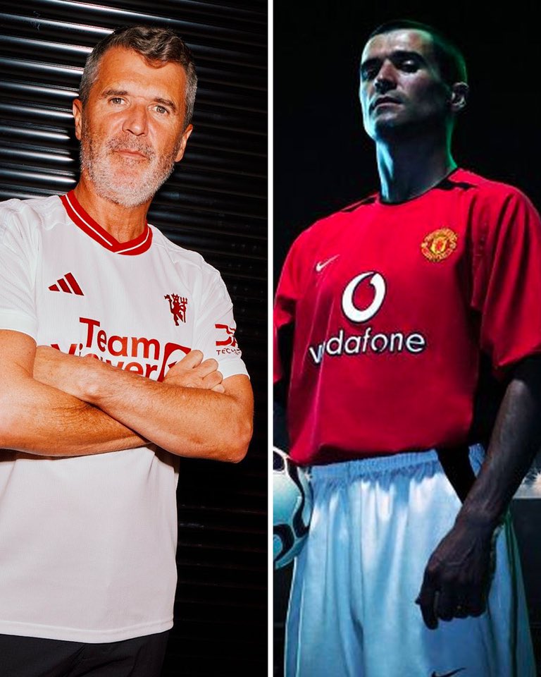 sportbible's tweet image. Man United unveiled their new third kit with Roy Keane modelling for the first time since the 2002 home kit 👕

Roy did a great job modelling… because that’s his job 😅