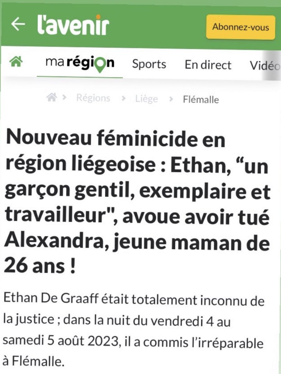 CloeMachu's tweet photo. @lavenir_net vous êtes sérieux ? Parler « d’un garçon exemplaire » alors qu’il a tué son ex-compagne ? Encore une fois vous minimisez les violences faites aux femmes en faisant passer le mec pour un gentil gars qui l’a pas fait exprès car « la dispute a mal tourner ». https://t.co/Ak3DQb8oY1