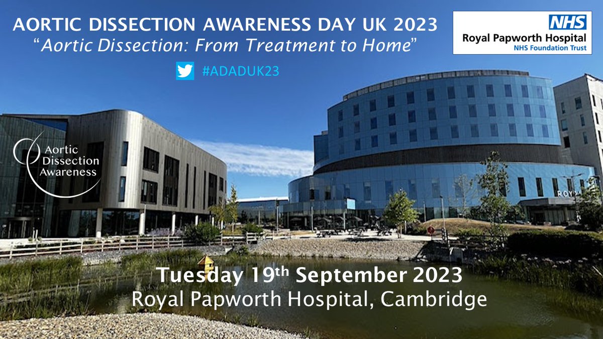 With just 6 weeks to go until the 8th annual #AorticDissection Awareness Day UK #ADADUK23 on 19-Sep, hosted this year by @RoyalPapworth, here's a thread looking back on the history of this flagship national event and the #Aortic centres of excellence that have hosted it...