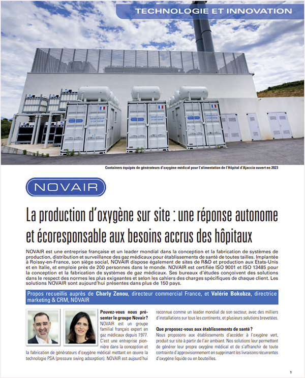 NovairFr's tweet photo. Le magazine Architecture Hospitalière publie un article sur la production d'#oxygène médical sur site #NOVAIR pour l’approvisionnement autonome et écoresponsable des établissements de santé.
Lisez l'intégralité de l'article : https://t.co/Gl6SQgQ7f9 https://t.co/mYY3mOq9W8