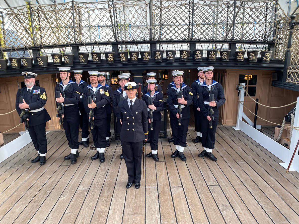 Members of the @RNReserve have many opportunities to take part in ceremonial events, from the Coronation to the Platinum Jubilee. Here @HMSCeres' AB David Sinclair had the honour of being a member of the guard in the recent CMR supersession ceremony on board HMS VICTORY.