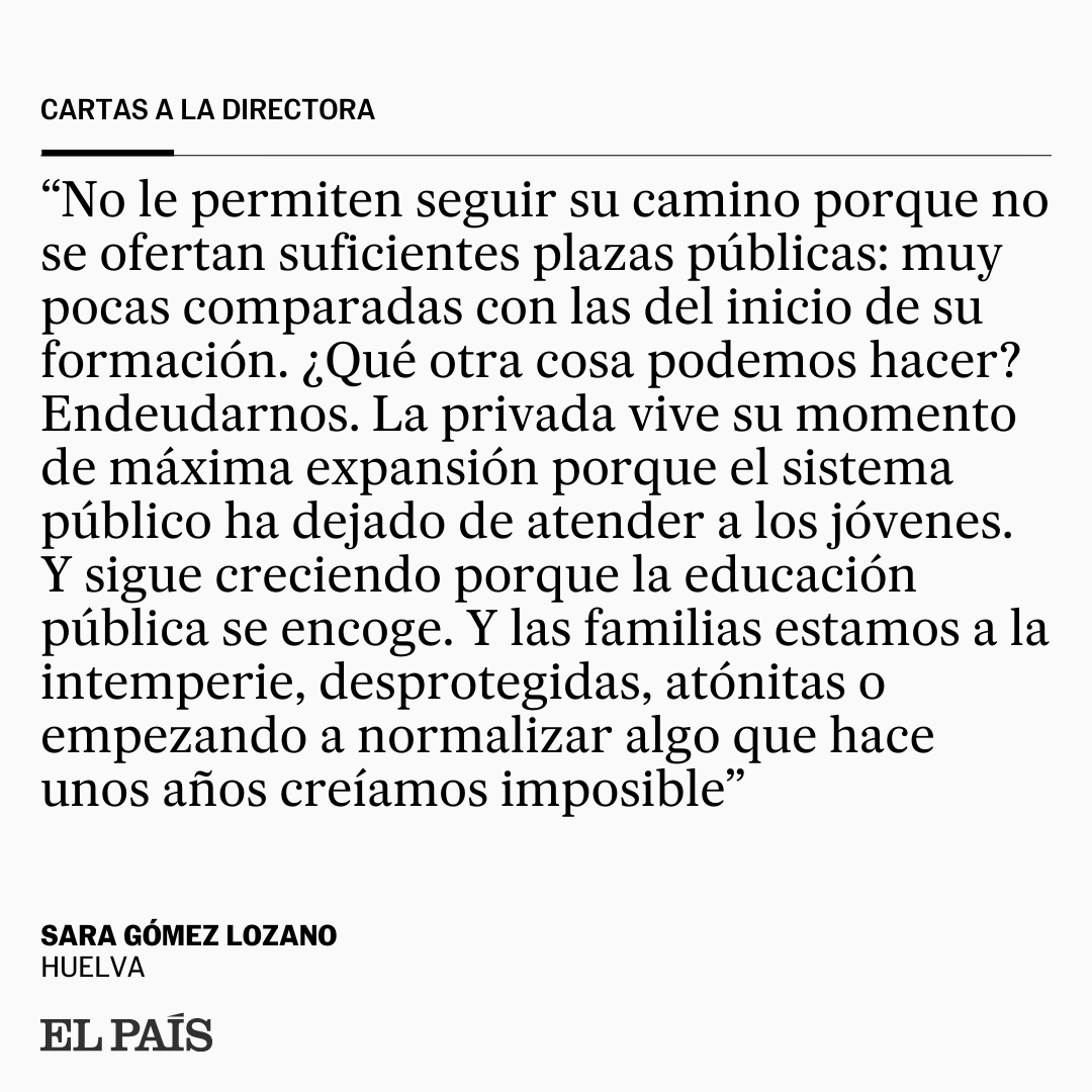 el_pais's tweet photo. 'Mi hijo no puede seguir estudiando', escribe la lectora Sara Gómez Lozano en esta #CartaALaDirectora: "El sistema universitario lo ha expulsado. Nos ha expulsado" https://t.co/5CF6yxdCSE https://t.co/zfiDUtesKs