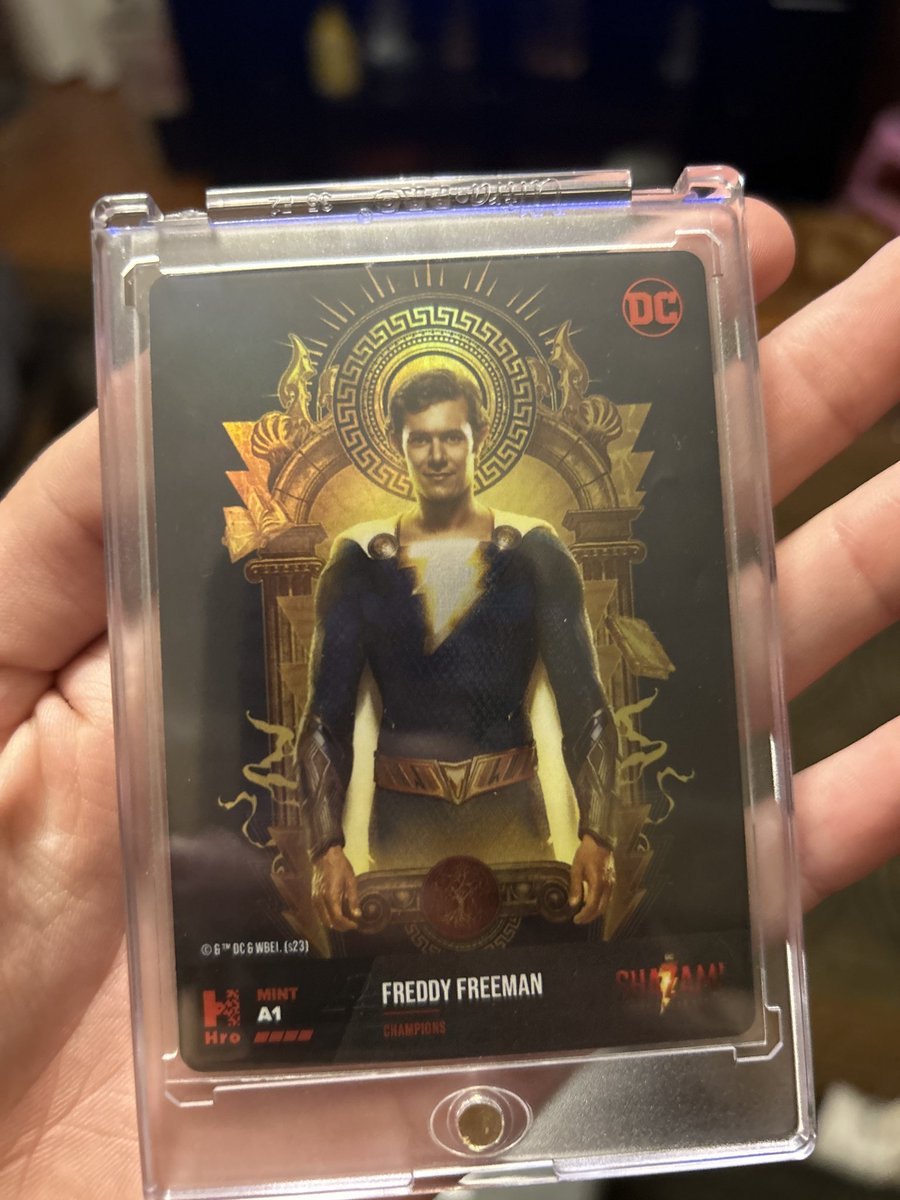 rsally05's tweet photo. My sons pull from EOS Reward packs from @hro!! Didn't pull a mythic, but this will do🤪 #dchro #Hro #freddyfreeman #tradingcards #nfts #A1 #Shazam https://t.co/fcoymD7wlK