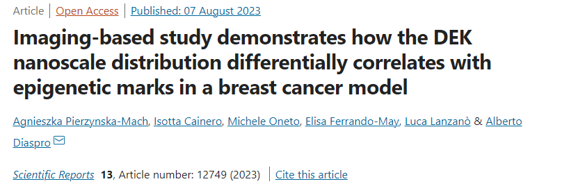Agnieszka Pierzyńska-Mach (@machpierzynska) on Twitter photo Our latest research article has been published!
Thrilled to share that our work on epigenetic marks and the DEK protein is available for reading. Many thanks to <a href="/DiasproLab/">Diaspro Lab</a> and <a href="/MSCActions/">Marie Skłodowska-Curie Actions</a>.
nature.com/articles/s4159…
<a href="/IITalk/">IIT</a> @ferrandoelisa <a href="/CaineroIsotta/">IsottaCainero</a> <a href="/AD1959/">Alberto Diaspro</a> Our latest research article has been published!
Thrilled to share that our work on epigenetic marks and the DEK protein is available for reading. Many thanks to <a href="/DiasproLab/">Diaspro Lab</a> and <a href="/MSCActions/">Marie Skłodowska-Curie Actions</a>.
nature.com/articles/s4159…
<a href="/IITalk/">IIT</a> @ferrandoelisa <a href="/CaineroIsotta/">IsottaCainero</a> <a href="/AD1959/">Alberto Diaspro</a>