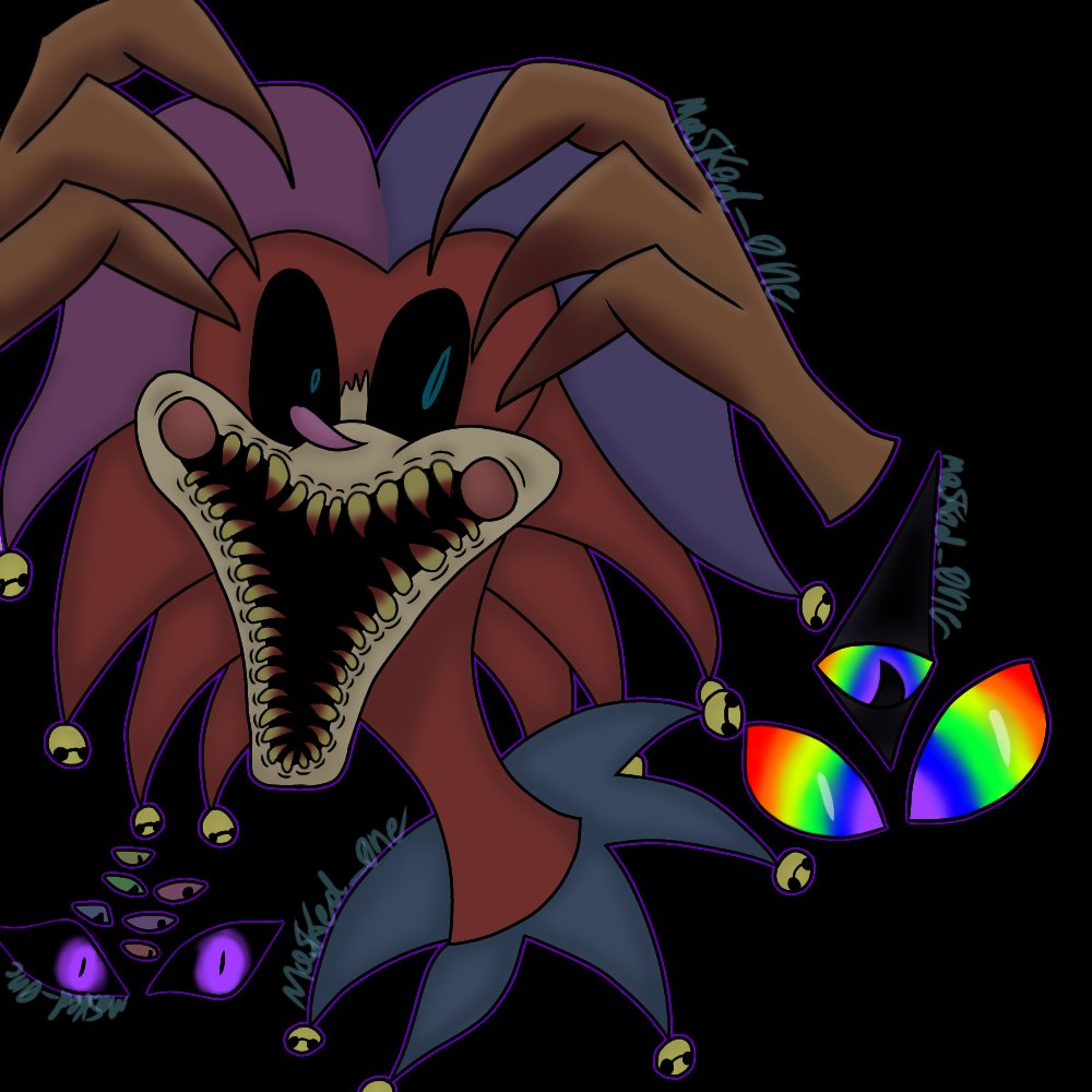 Masked0ne's tweet photo. may I introduce you to a possibly new Treeo..!
meet The Trickster!
Meet Classified!!
And Nightmare!!!
#sonicexe #sonicexeoc #exeoc #classifiedexe #Nightmareexe #TricksterJester #digitalart #bodyhorror #masked0nedid #masked0nedraws #teeth #eyes #brightcolors https://t.co/KXVa812ASW