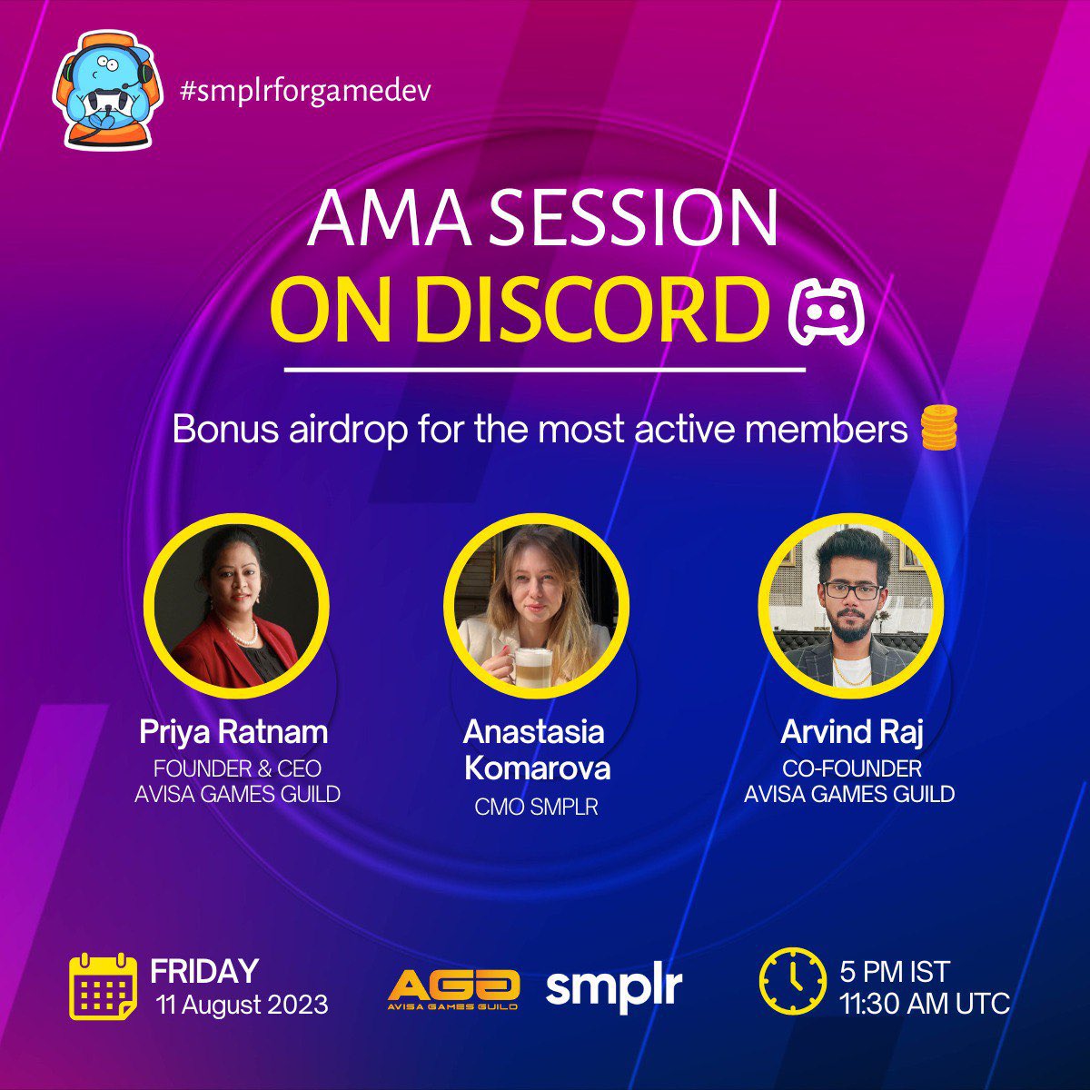 🐳🐳🐳🐳🐳🐳🐳🐳🐳🐳🐳🐳🐳

AMA session with our partners from @AvisaGuild 

Do not miss! On Friday 

Join the community💕

discord.gg/H3dAAfrEZn