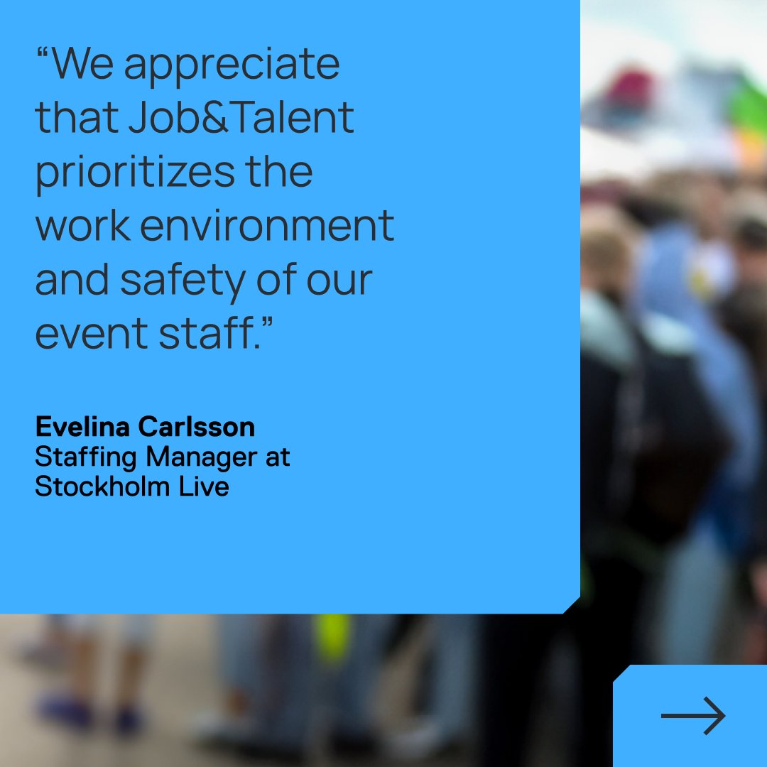 jobandtalent_hq's tweet photo. 🏟️ Over 500 of our dedicated workers are pivotal to @StockholmLive, one of the leading event venue operators in the Nordics. We're proud to have been providing flexible workforce solutions for their key event operations for many years. #FlexibleWorkforce (1/6) https://t.co/rQLkCkq7pX