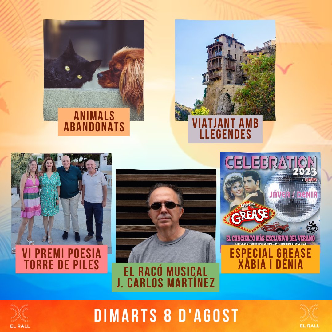 ElRall's tweet image. Teníeu ganes d’#ElRall? Ja estem ací, amb un programa en què parlarem de...

🐶l’abandó d’animals,
📜llegendes de #Conca amb @JuanFFerrandiz,
📚els guanyadors del VI premi de #poesia #TorreDePiles @EdicionsdelSud,
🎶la música de @JCMartinezMusic i un tribut a #Grease!