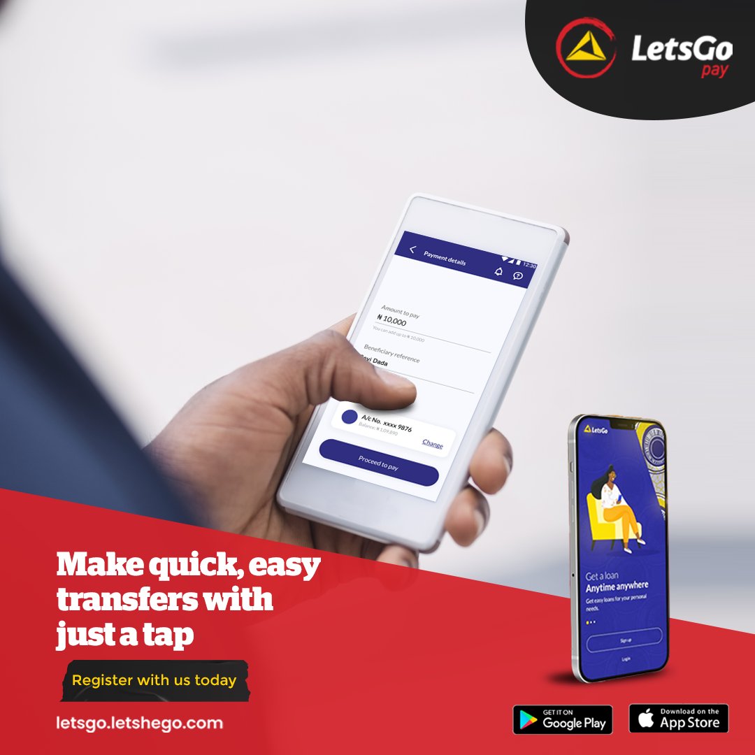 LetshegoNigeria's tweet photo. Send and receive money in seconds with the LetsGo Pay. π
Download the LetsGo App today and start transferring money with ease.
Available on App Store and Play Store.
#transfers #letsgopay #Letshego https://t.co/1g6pbg6teL