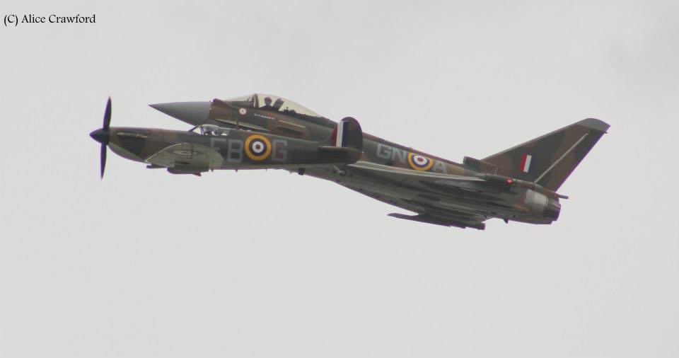 A must post throwback post loved this display the @RAFTyphoonTeam and a @RAFBBMF Spitfire in formation at @airtattoo 2015.