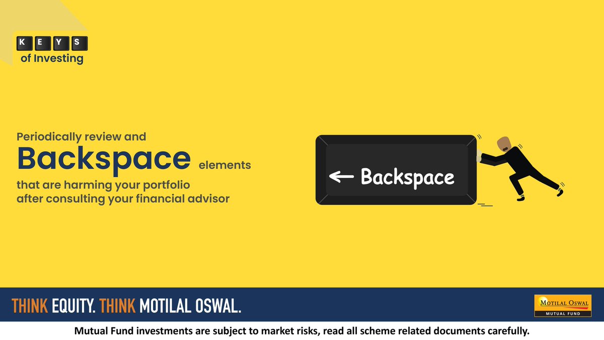 MotilalOswalAMC's tweet photo. Backspace your financial concerns by seeking guidance from your financial advisor.

#MutualFunds #MutualFundsSahiHai #KeysofInvesting #Backspace #MotilalOswal #MotilalOswalAMC #ThinkEquityThinkMotilalOswal https://t.co/2potn5ck0m