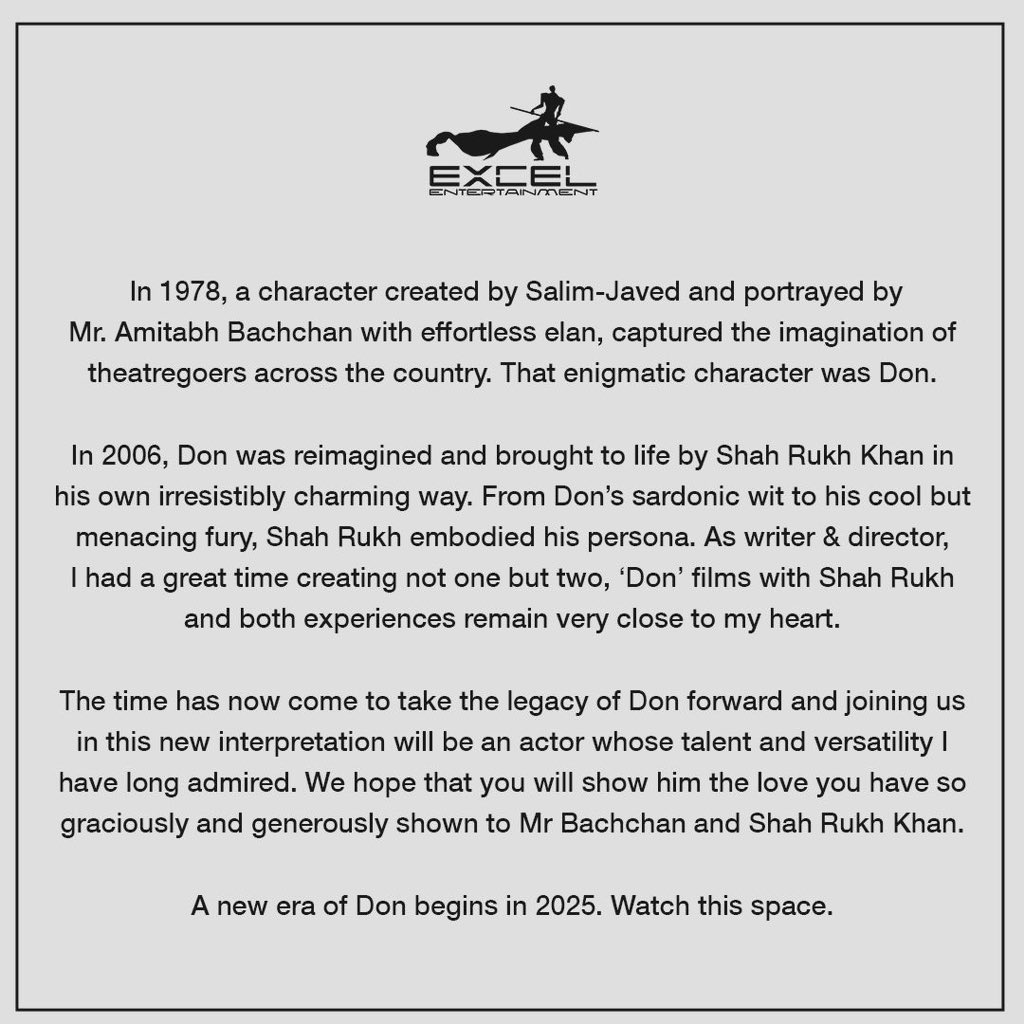 ‘DON 3’: FARHAN AKHTAR - RITESH SIDHWANI’S HEARTFELT NOTE… 2025 RELEASE…
#FarhanAkhtar #RiteshSidhwani #Don3