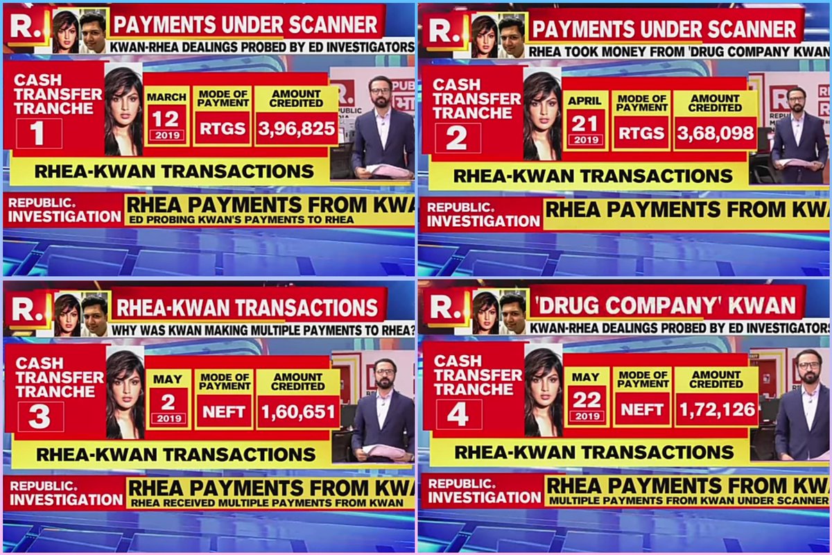 Why a huge amount was transfered to KWAN from Sushant's bank account? Why was KWAN a talent management company paying to RC ? Last tranche was paid after Sushant's death.What was she doing for them? ED also found these payments then why no action further ? Role Of KWAN InSSRCase