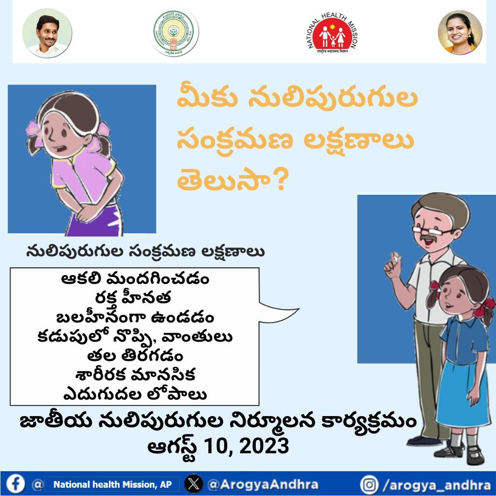 AP_NHM's tweet photo. నులిపురుగుల సంక్రమణ లక్షణాలు మీకు తెలుసా! వీటిని గుర్తించడం, పిల్లలకు సంవత్సరానికి రెండుసార్లు డీవార్మింగ్ చేయించడం చాలా ముఖ్యం  #NationalDewormingDayProgram #WormFreeAndhrapradesh https://t.co/GFgY6mGvvk