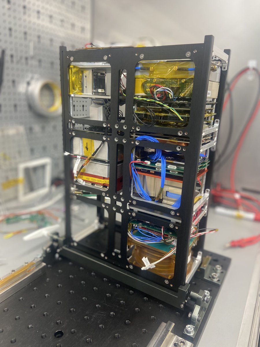 Arc_Cuava's tweet photo. CUAVA-2 flight model build coming together well! Only the HSI and solar panels to place, then we move into software testing: https://t.co/ZdH9sL0l54