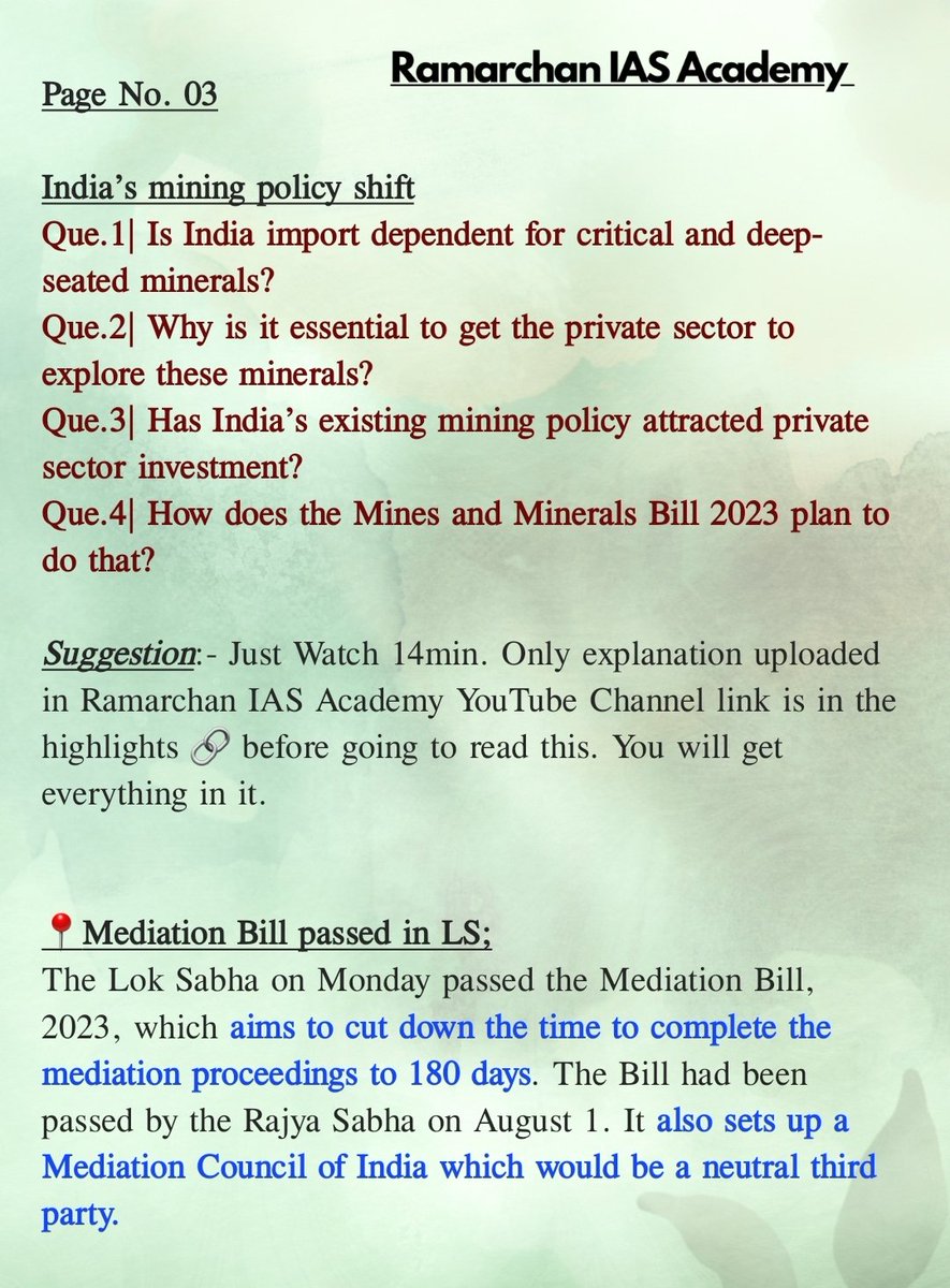 RamarchanIAS's tweet image. Today&apos;s News in Short.

#UPSC #UPSCPrelims2024 #StatePSC #Currentaffairs #NewsUpdate #Thehindu
#NewsAnalysis