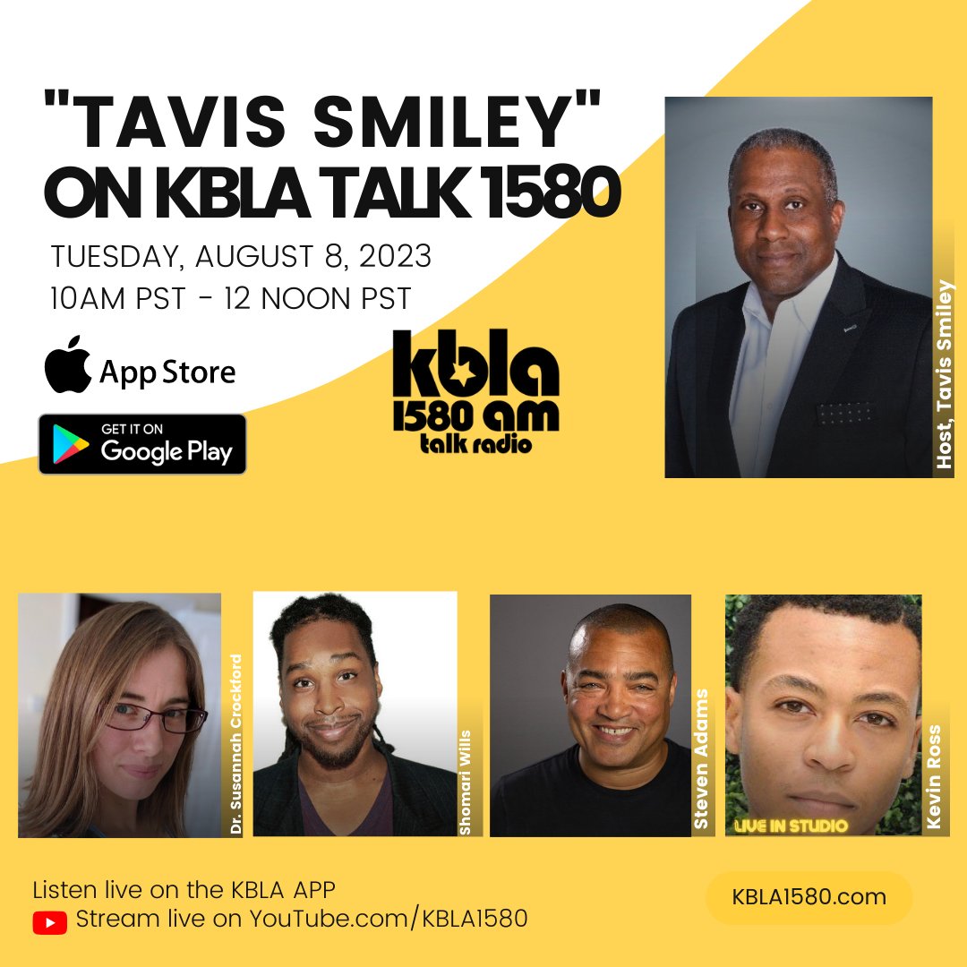 tavissmiley's tweet photo. Dr. Susannah Crockford  

9:00a – 10:00a – Anthropologist Dr. Susannah Crockford joins Tavis to unpack her study which reveals that Donald Trump’s rise in power resulted from America’s racial divide and not cult leadership.  

Shomari Wills 

10:00a – 11:00a – Author and Emmy-winning producer Shomari Wills joins Tavis to discuss the challenges of wealth building in the Black community and sheds light on the remarkable stories of pioneering African American entrepreneurs who overcame immense odds.  

Steven Adams  

11:00a – 11:30a – Tavis welcomes Steven Adams, an award-winning producer bridging the African Continent and the Americas through film, to discuss driving representation and diversity in the global entertainment landscape.   

Kevin Ross  

11:30a – 12:00p – Tavis welcomes emerging Billboard-charting R&B sensation Kevin Ross to talk about his musical journey and his new single with Eric Bellinger "Ready For It."