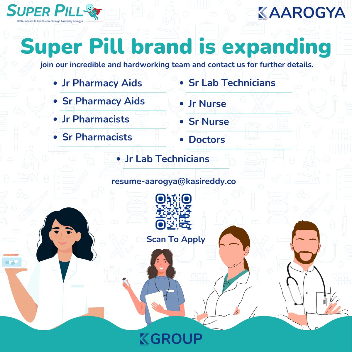 kasireddygroup's tweet image. Super Pill brand is expanding

#alert #hiring #spreadit #hyderabad #superpill #superpillpharmacy #kasireddyhealth #pharmacist #doctor #nurse #labtechnician #jobopenings #dpharmacy #bpharmacy #mpharmacy #vacancies #joinourteam
