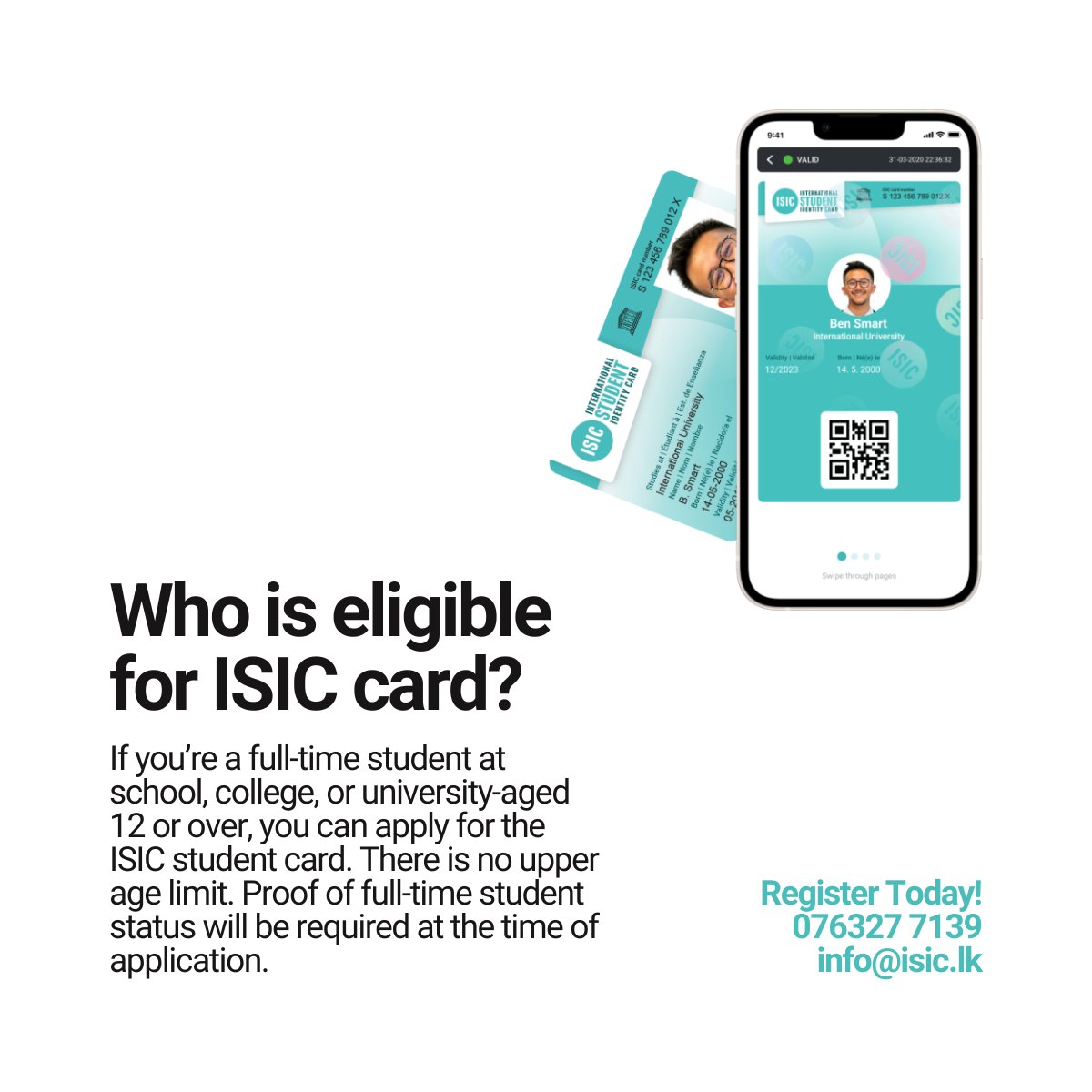 ISICSriLanka's tweet photo. Swift registration? Reach us at 0763277139 or drop an email at info@isic.lk. We're here to guide you every step of the way!  #ISIC #StudentID #ISICSriLanka https://t.co/ylM6dAcd9w
