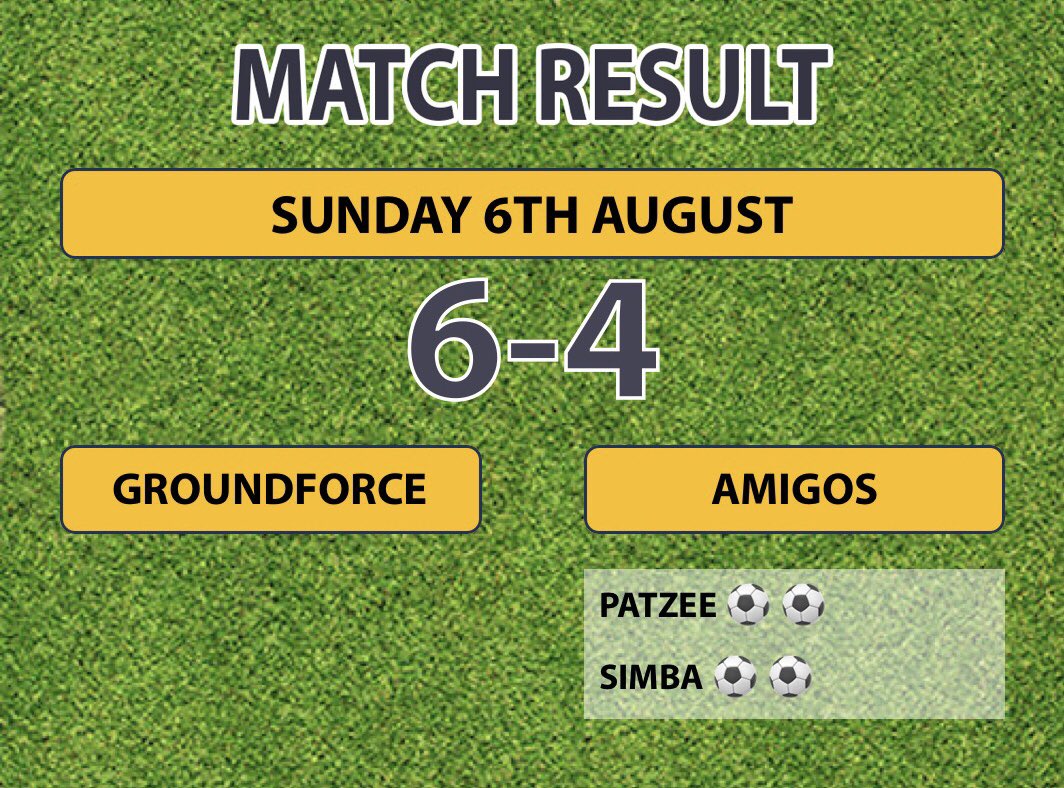 Match Day Results ‼️

A brace each from PatZee &amp; Simba was not enough to land us a win in Jwaneng, overall it was an improved display despite being very thin on the bench. Better luck next time Amigos 👏🏽