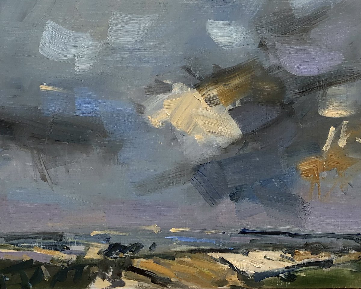 marks_lucy's tweet photo. ‘Late Summer Rain.’ 8x10” A little oil Plein air catching the dark skies over the South Downs of late. I loved the way the light between the grey clouds caught the golden fields.
#summerrain #summerinuk #summerskies #raincoming #southdowns #pleinairpainting https://t.co/aKL9WWzfhg