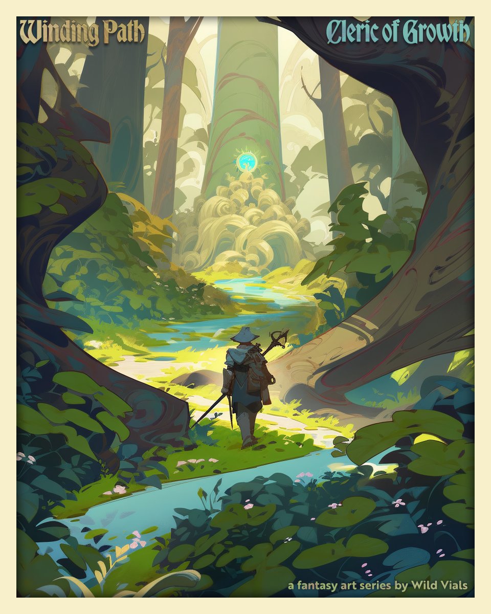 WildVialsArt's tweet photo. GN ⛩️

In rare expeditions, Clerics of Growth unearth age-old marvels of the forest: sentient timbers, bewitched springs, or cryptic sculpted sanctuaries. Such moments of awe-inspiring revelation are their lifeblood.

(🎨 by @Dilemmaker)

#WindingPath #roleplaying #NFT #aiart https://t.co/YJaVsiow7b