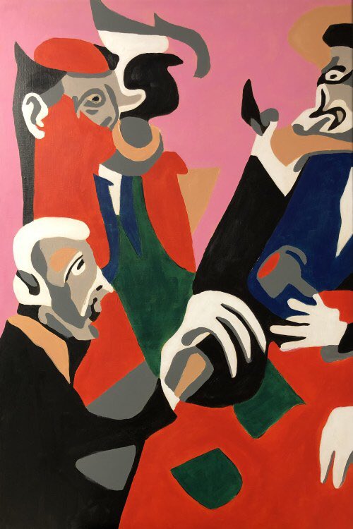 Polish contemporary artist Adam Kozik (1972) has a unique style with flat planes of vibrant colour. These examples are like Francis Bacon reborn as a cubist. #painting #poland #artilove lennon-art.co.uk