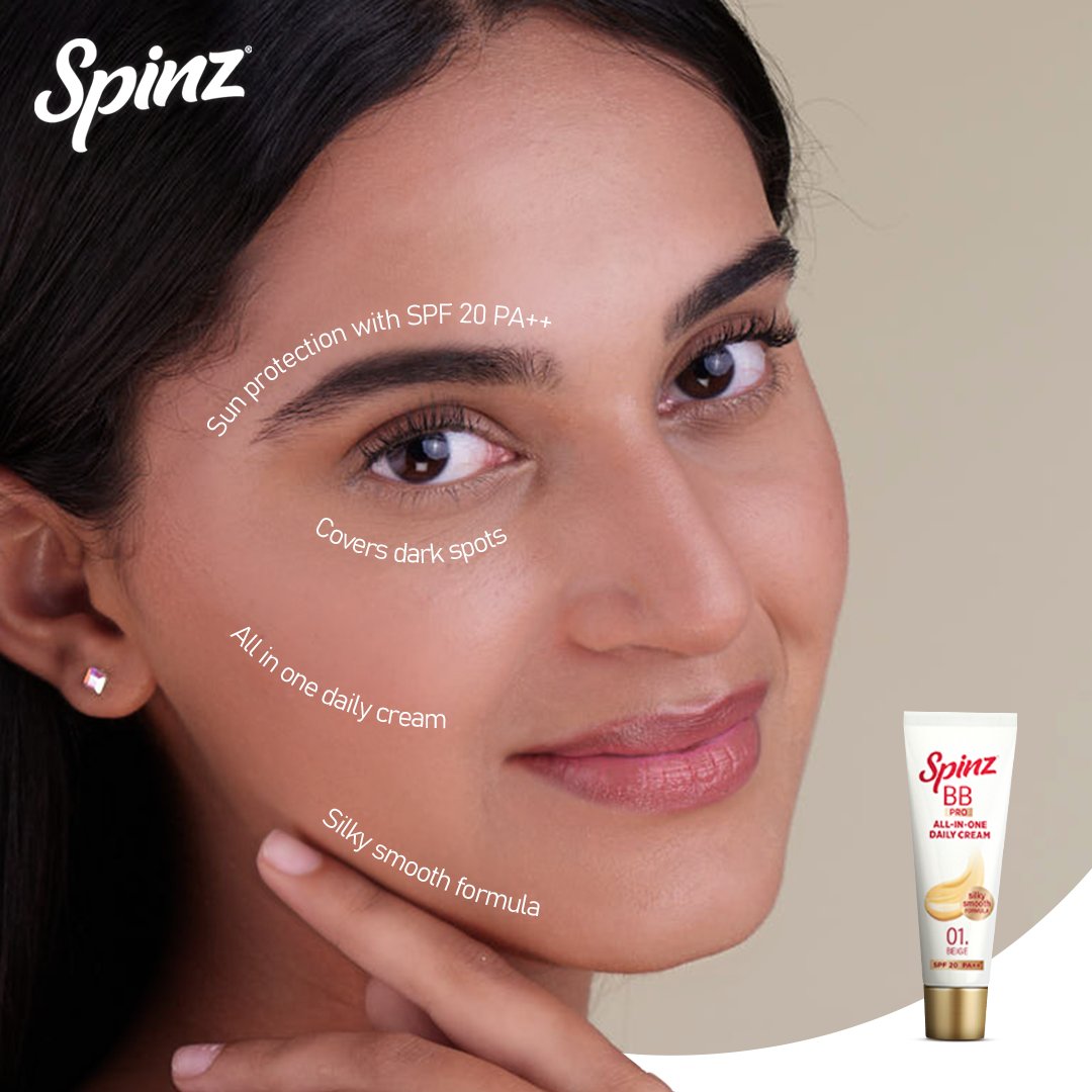 SpinzIndia's tweet photo. Skincare and perfect looks are always sorted with Spinz BB Pro, your all in one daily cream for achieving the makeup look without makeup.

#MakeupLookWithoutMakeup #SpinzBBPro #Spinz #BeautifulIsEveryday https://t.co/FQjQWiqKPc