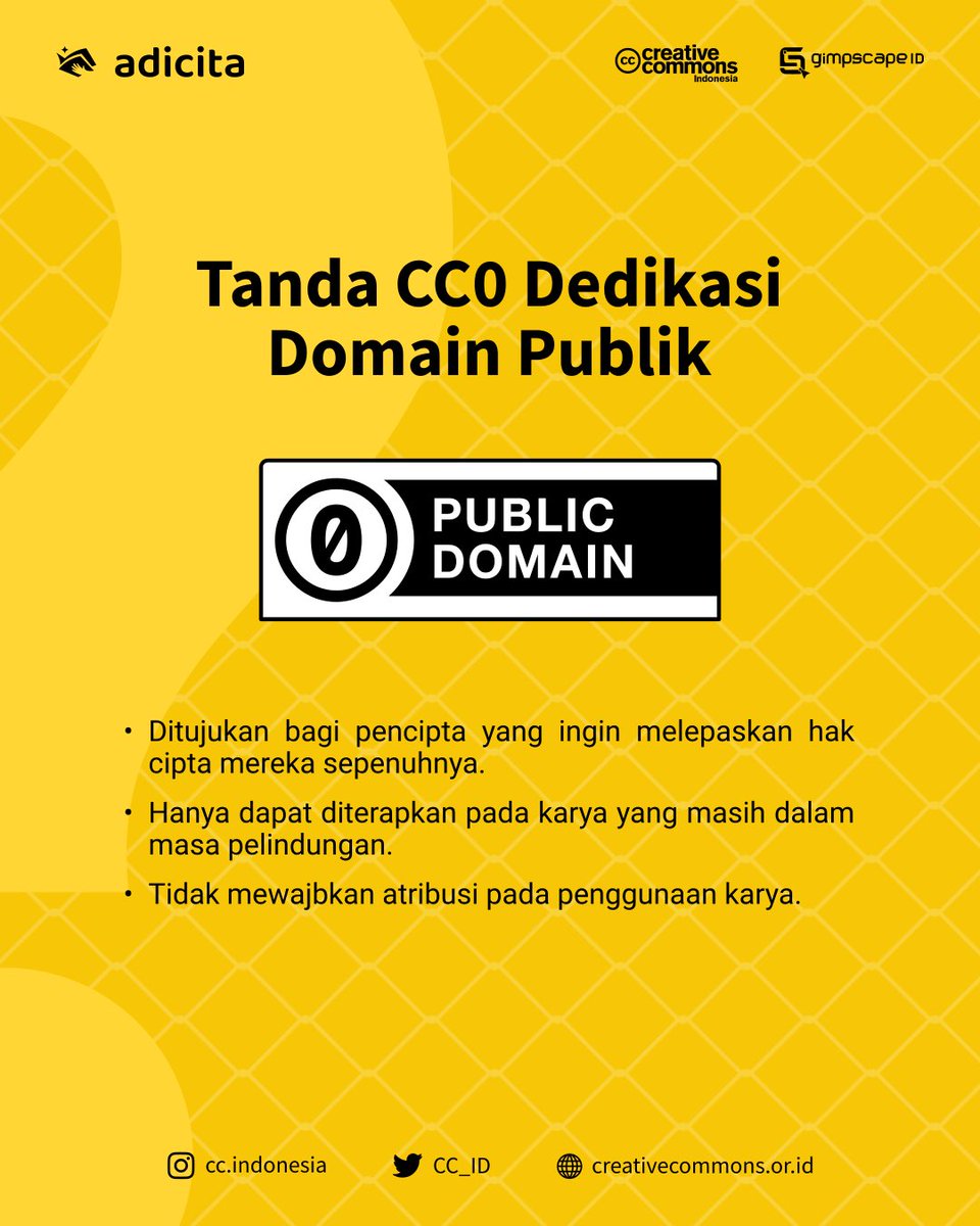 CC_ID's tweet image. Yuk simak infografik di bawah ini mengenai perbedaan antara CC0 Dedikasi Domain Publik dan Domain Publik✨

#creativecommons #creativecommonsindonesia #Tambahwawasan #copyright #karyaberlisensi #sumberpembelajaranterbuka #domainpublik #publicdomain