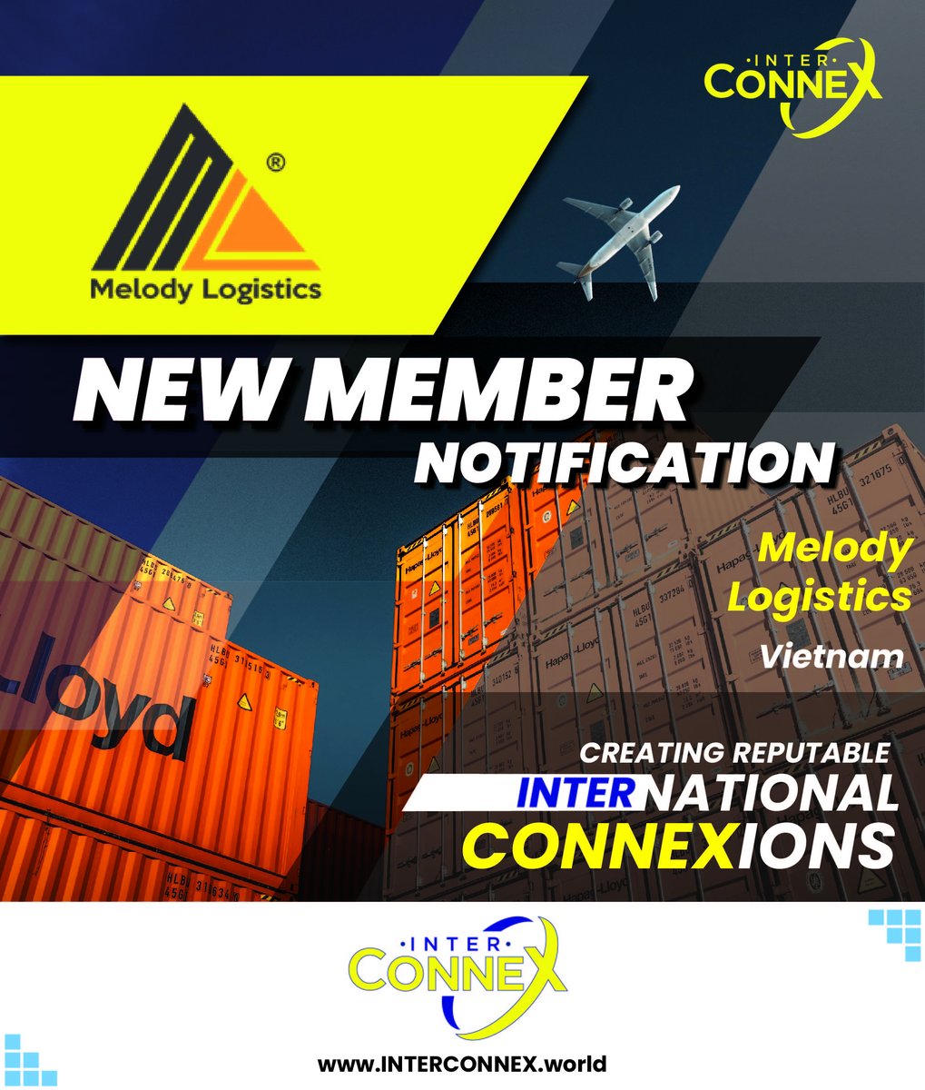 ICXNetwork's tweet photo. Inter-ConneX welcomes Melody Logistics of Vietnam to creating INTERnational CONNEXions with us and our Members.

#INTERCONNEX #ICX #INTERNATIONALCONNEXIONS https://t.co/RS6IFQydbr