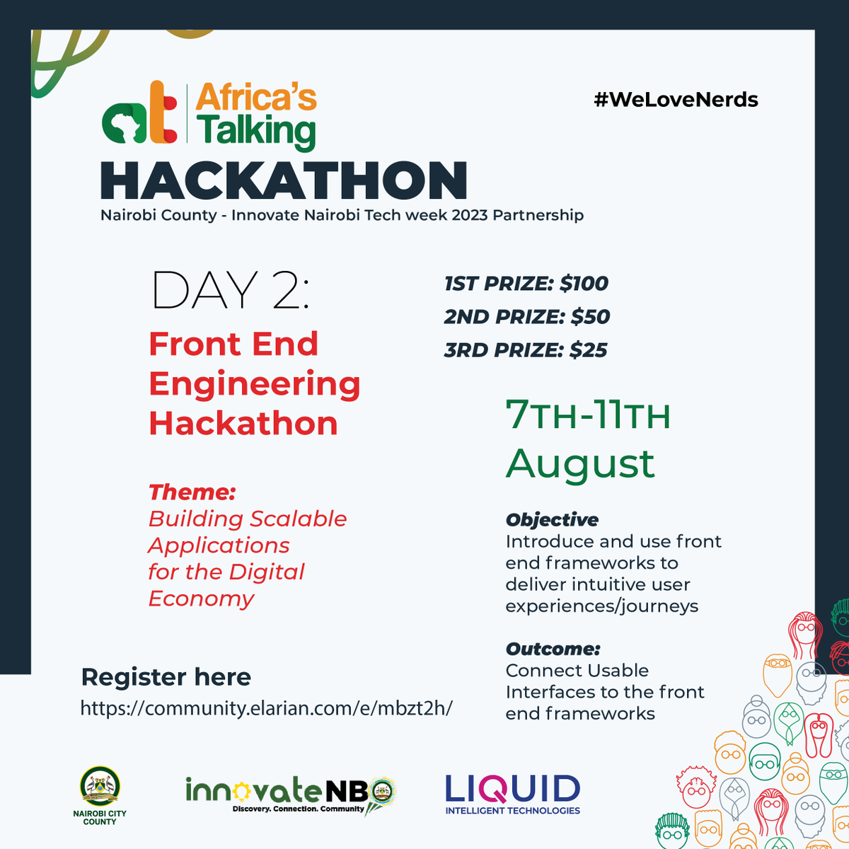 Africastalking's tweet photo. 🌐💻 Day 2: Front End Engineering Hackathon 🚀🎨
Unleash your coding prowess and create captivating user experiences! 🌟 Push boundaries, innovate, and collaborate with fellow coders to build functional web solutions. 🙌💡 

#BuildWithAT #WeLoveNerds #JoinTheFun 🌐 https://t.co/FdtkBK0kgu